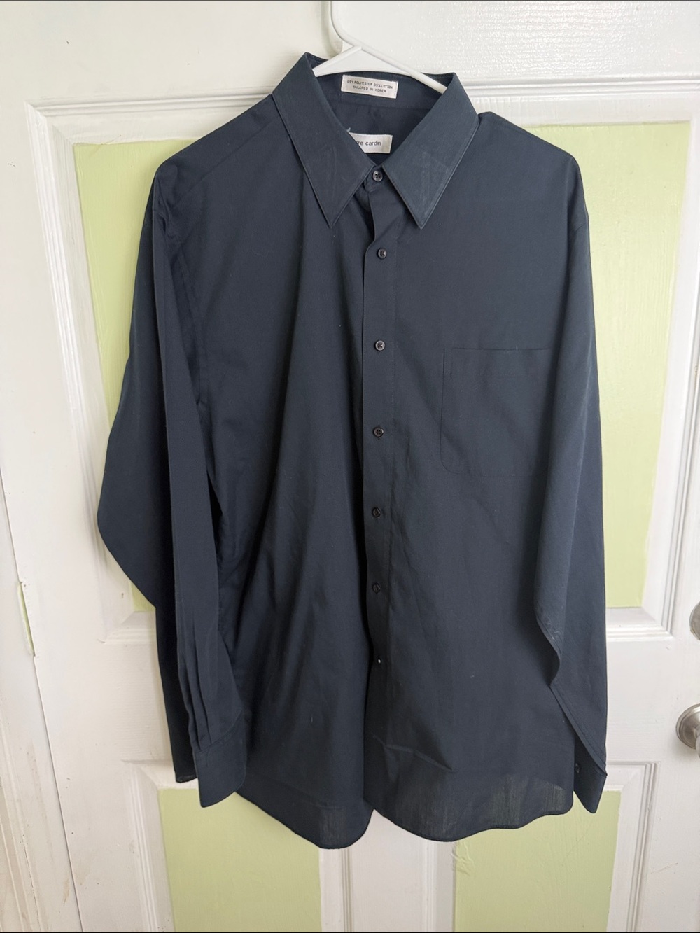 (2332) Pierre Cardin Men's Dark Navy Long-Sleeve Dress Shirt, Size: 16